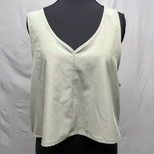 Vanilla Star Light Green V-Neck Cropped Tank Top Large